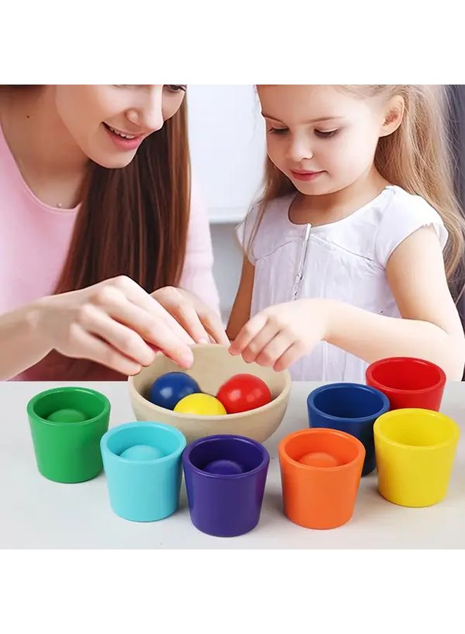 ألعاب مطابقة ألوان كرة قوس قزح 7 قطع لعبة مهارات حركية دقيقة هدايا عطلة مثالية - Image 3